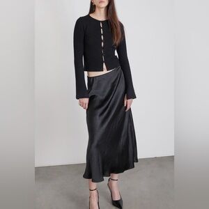 Elegant Black Satin Skirt